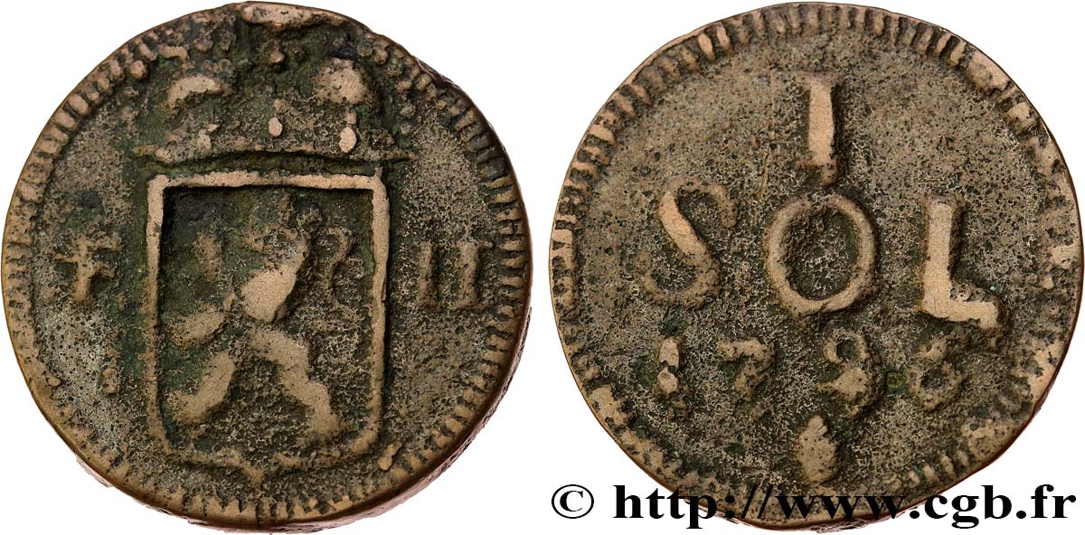 LUXEMBOURG - SIÈGE DE LUXEMBOURG 1 sol 1795  TB 