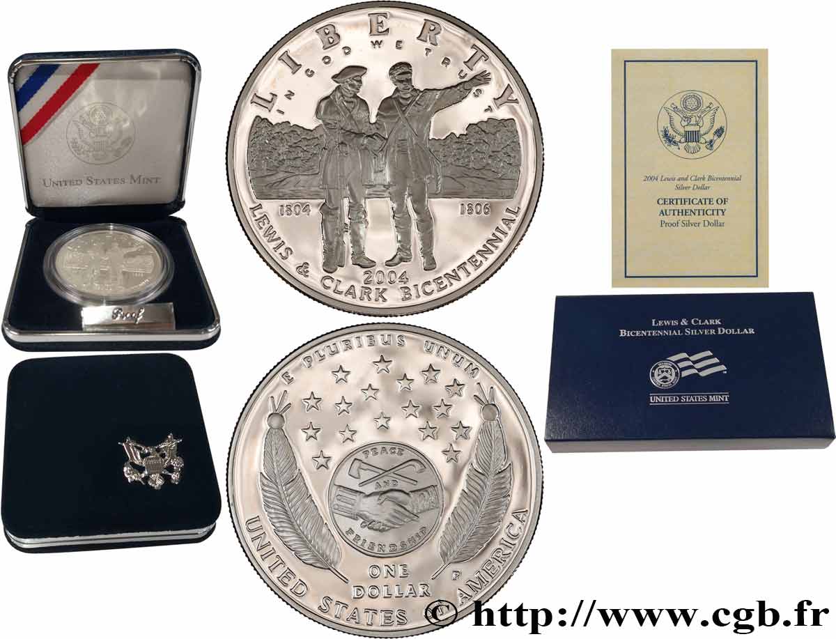 UNITED STATES OF AMERICA 1 Dollar Proof Lewis & Clark - Bicentenaire 2004 Philadelphie MS 