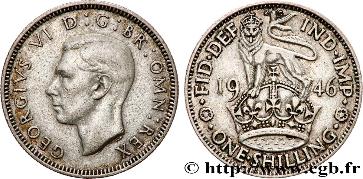 UNITED KINGDOM 1 Shilling Georges VI “England reverse” 1946  XF 