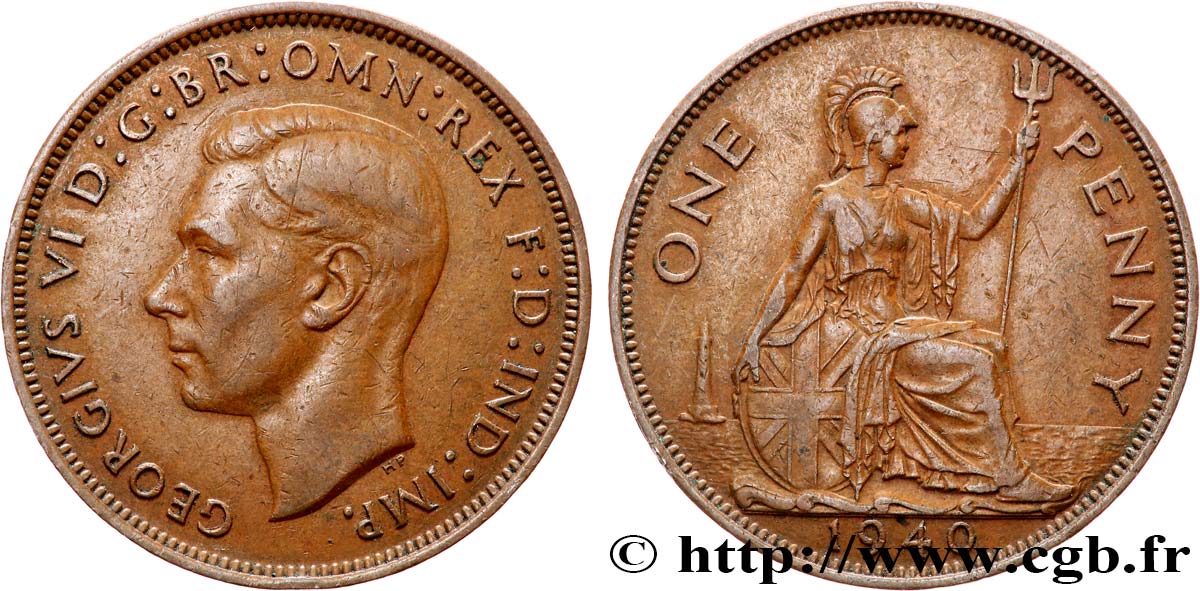 VEREINIGTEN KÖNIGREICH 1 Penny Georges VI 1940  SS 
