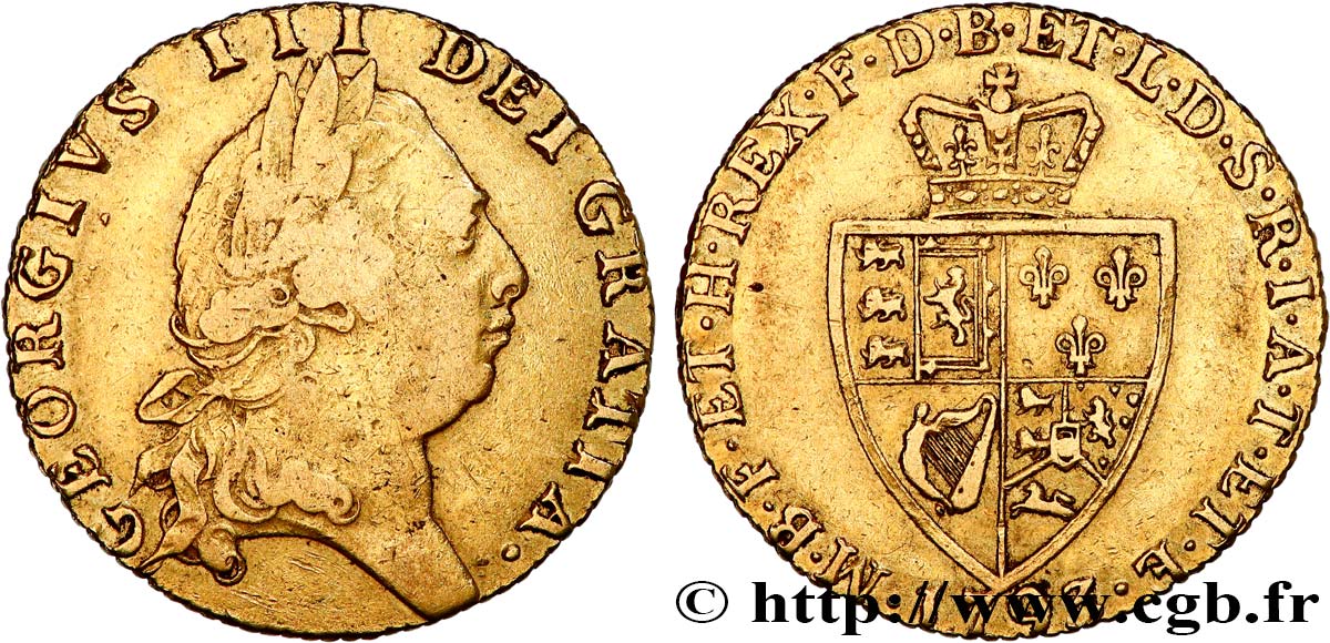 GRAN BRETAÑA - JORGE III Guinée, 5e type 1793 Londres BC+/MBC 