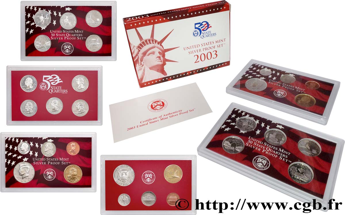STATI UNITI D AMERICA Série Silver Proof 10 monnaies 2003 S- San Francisco FDC 