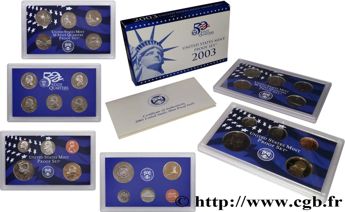 STATI UNITI D AMERICA Série Proof 10 monnaies 2003 S- San Francisco FDC 