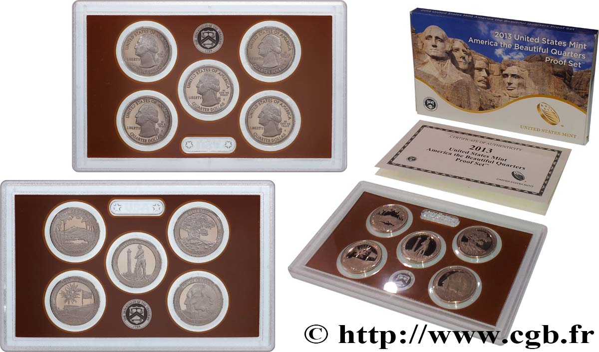UNITED STATES OF AMERICA AMERICAN THE BEAUTIFUL - QUARTERS PROOF SET - 5 monnaies 2013 S- San Francisco MS 