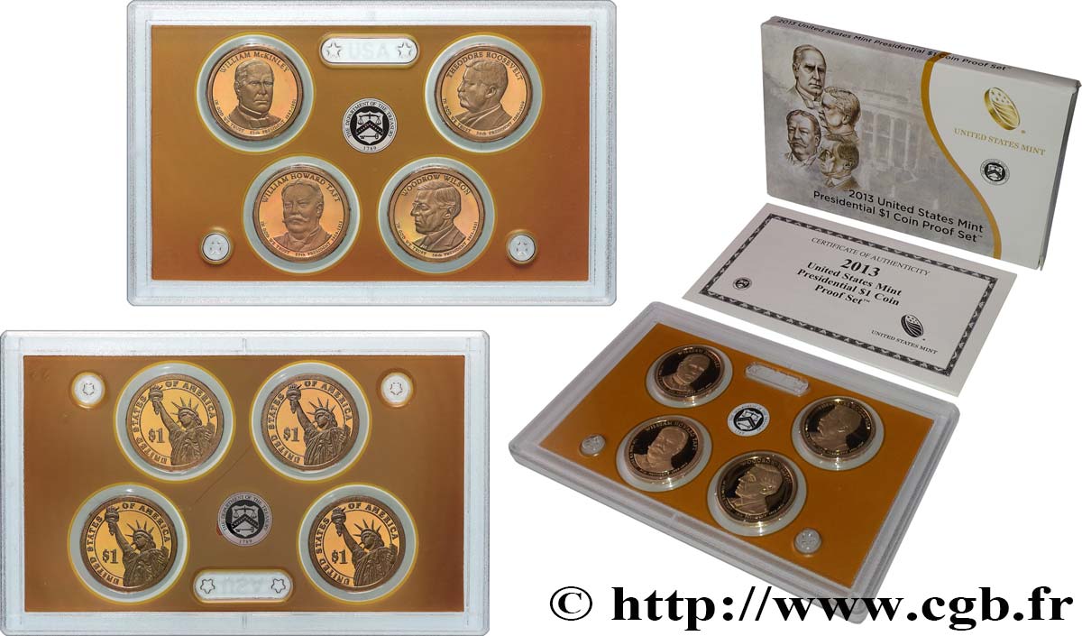 STATI UNITI D AMERICA PRESIDENTIAL SET - PROOF SET - 4 monnaies 2013 S- San Francisco FDC 