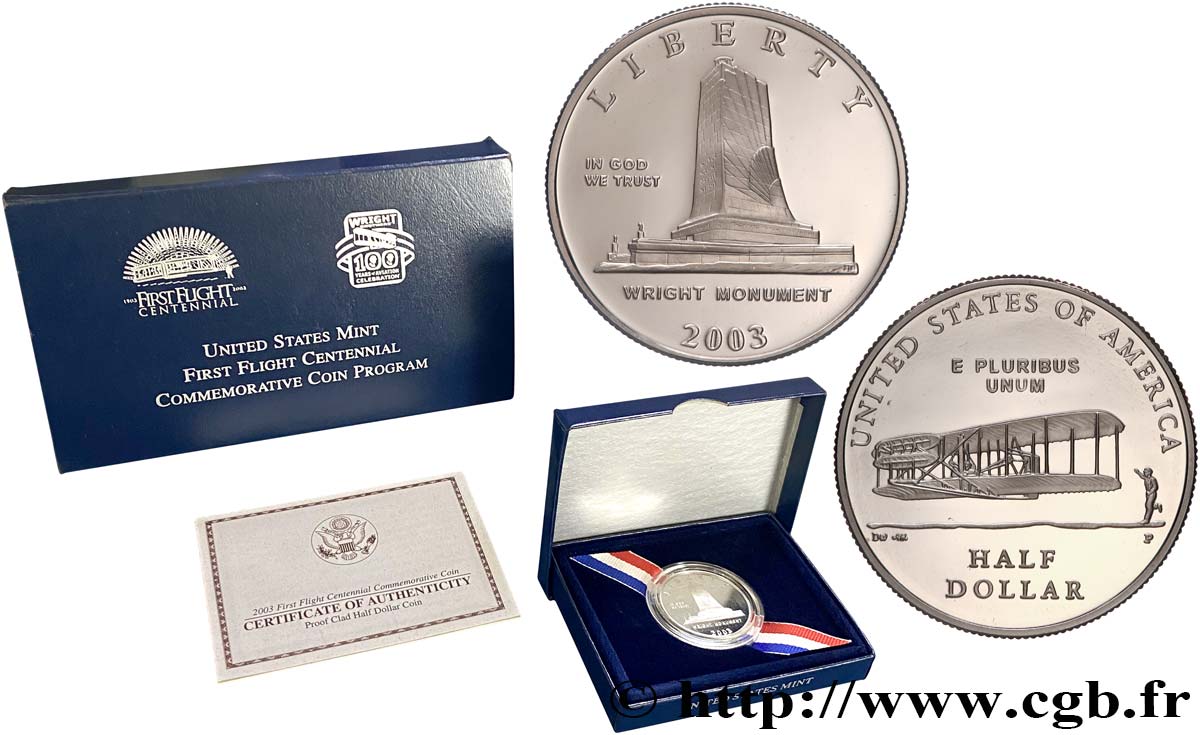 STATI UNITI D AMERICA Half Dollar - First Flight - Centenaire - PROOF 2003 Philadelphie MS 