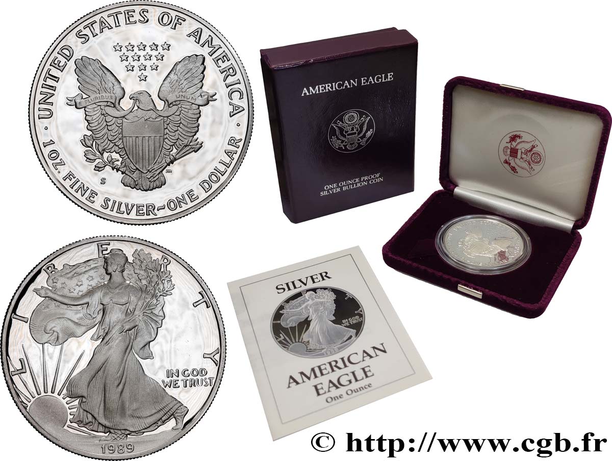 ESTADOS UNIDOS DE AMÉRICA 1 Dollar type Silver Eagle - PROOF 1989 San Francisco SC 