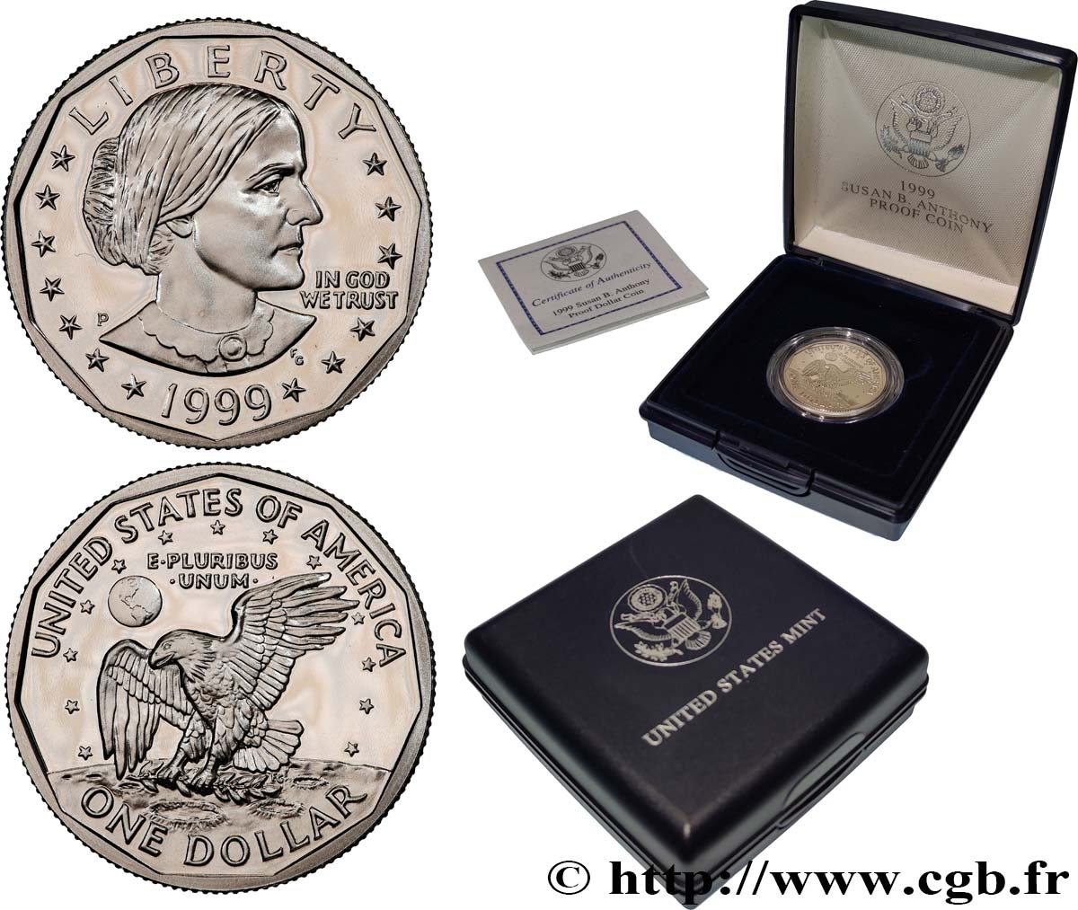 1999-P Susan B. Anthony Proof Dollar – NGC PF 69 Ultra Cameo, San Francisco Mint