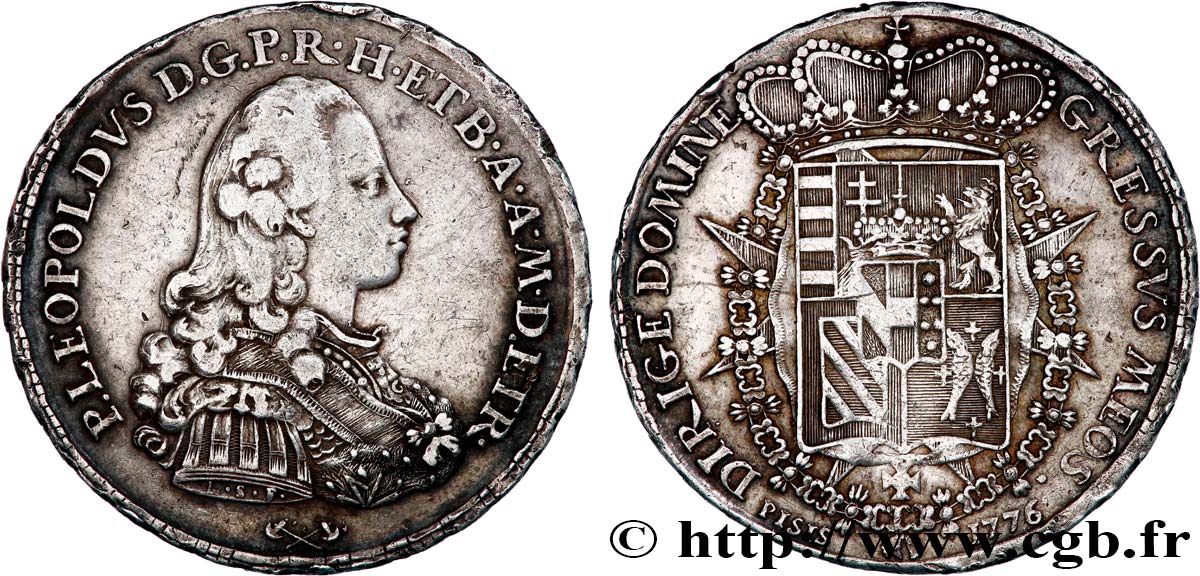 ITALY - GRAND DUCHY OF TUSCANY - PETER-LEOPOLD I OF LORRAINE Francescone d’argent 1776 Florence XF 