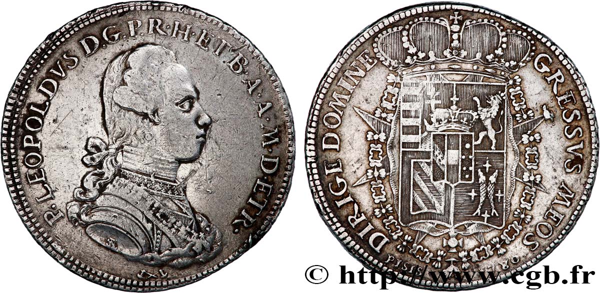 ITALY - GRAND DUCHY OF TUSCANY - PETER-LEOPOLD I OF LORRAINE Francescone d’argent 1780 Florence VF/XF 