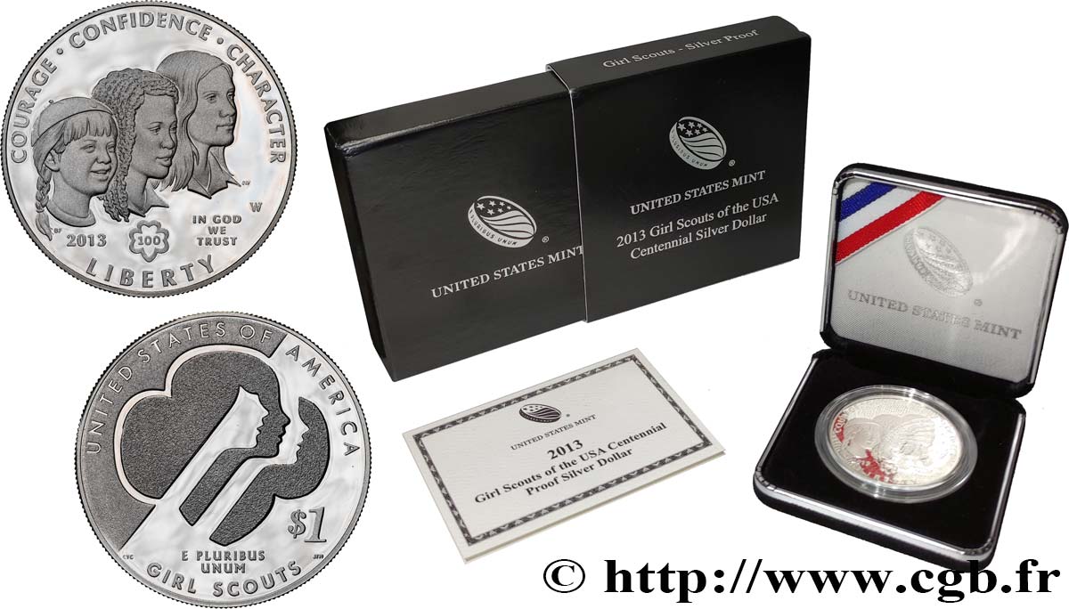 UNITED STATES OF AMERICA 1 Dollar Proof - Girl Scouts of the U.S.A. Centonial 2013 West Point MS 