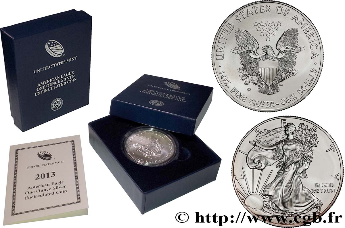 STATI UNITI D AMERICA 1 Dollar (1 Once) type Liberty Silver Eagle 2013 West Point FDC 