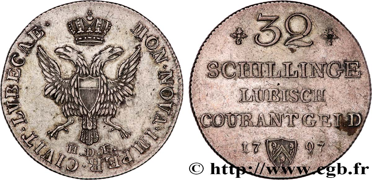 GERMANIA - LIBERA CITTA DE LUBECCA 2/3 Thaler (32 Schilling)  1797  q.SPL 