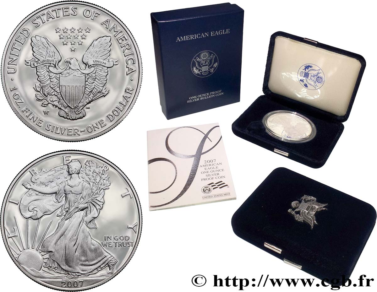 ESTADOS UNIDOS DE AMÉRICA 1 Dollar Proof type Silver Eagle 2007 West Point - W FDC 