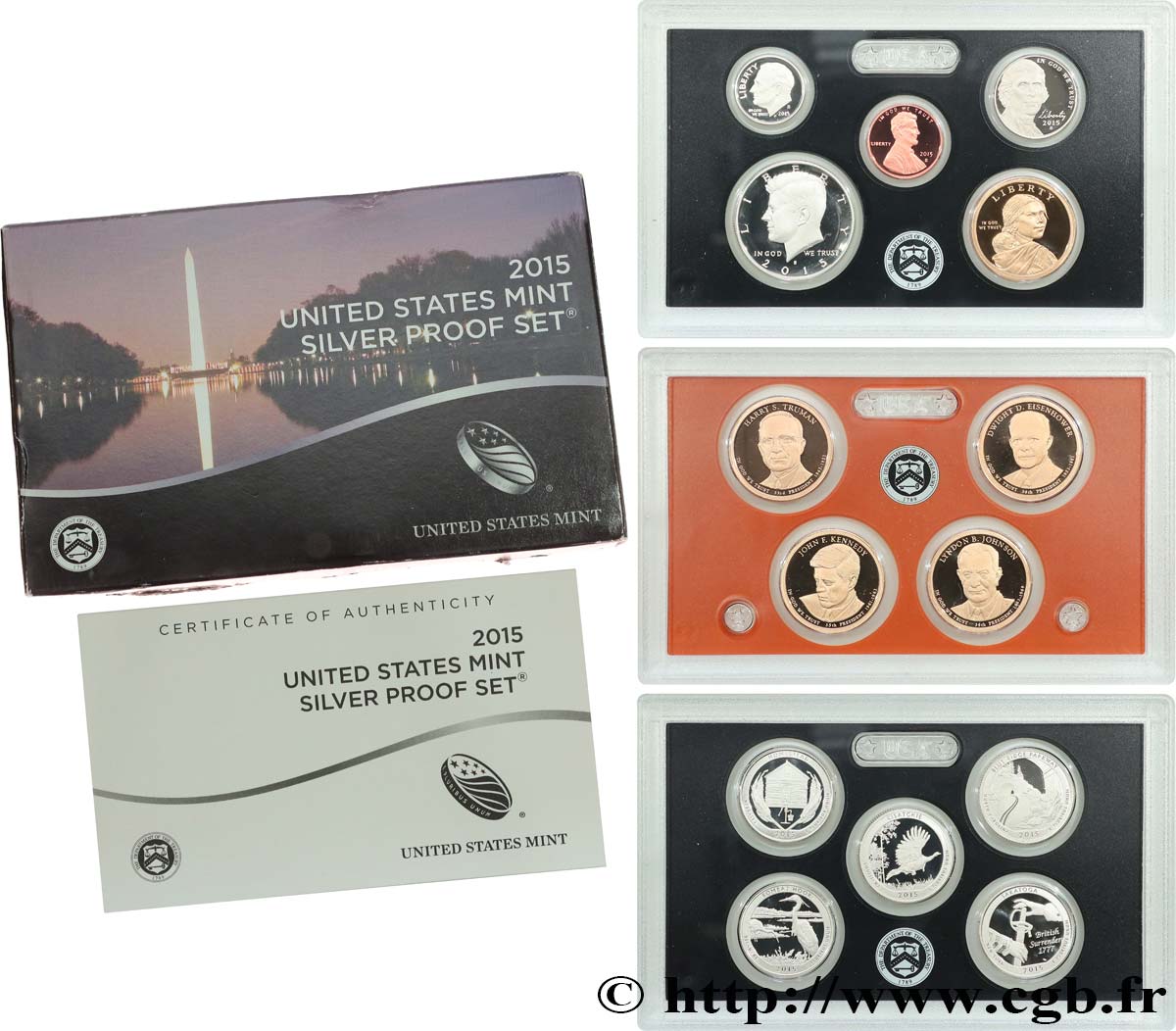UNITED STATES OF AMERICA SILVER PROOF SET - 14 monnaies 2015 S- San Francisco MS 