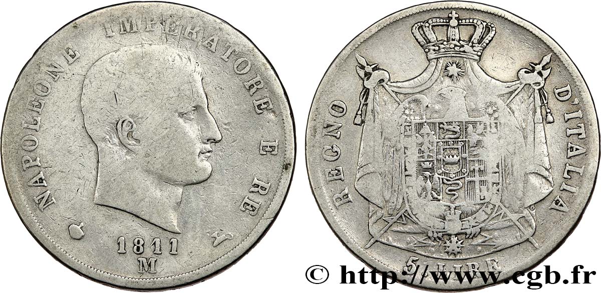 ITALIEN - Königreich Italien - NAPOLÉON I. 5 Lire 1811 Milan S 