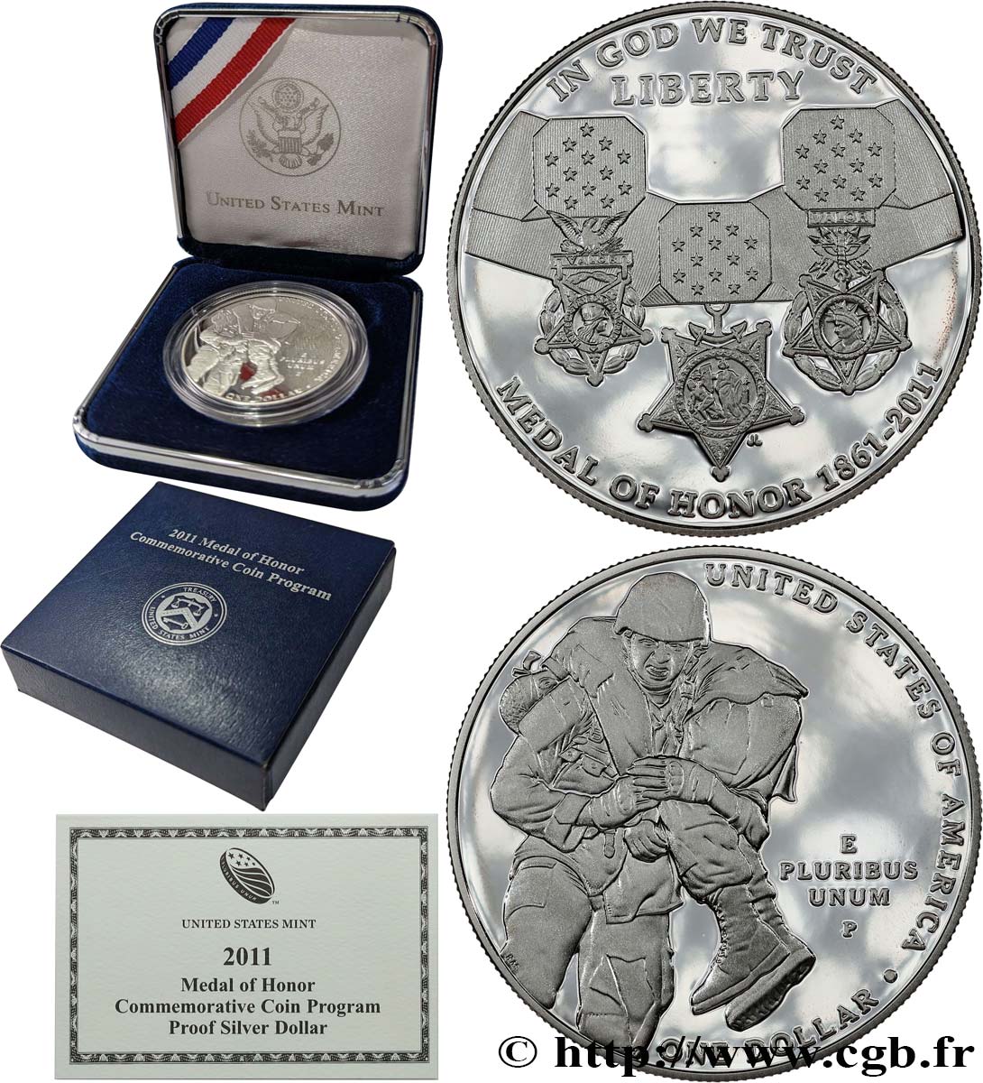 STATI UNITI D AMERICA 1 Dollar Proof - Medal of honor 2011 Philadelphie FDC 