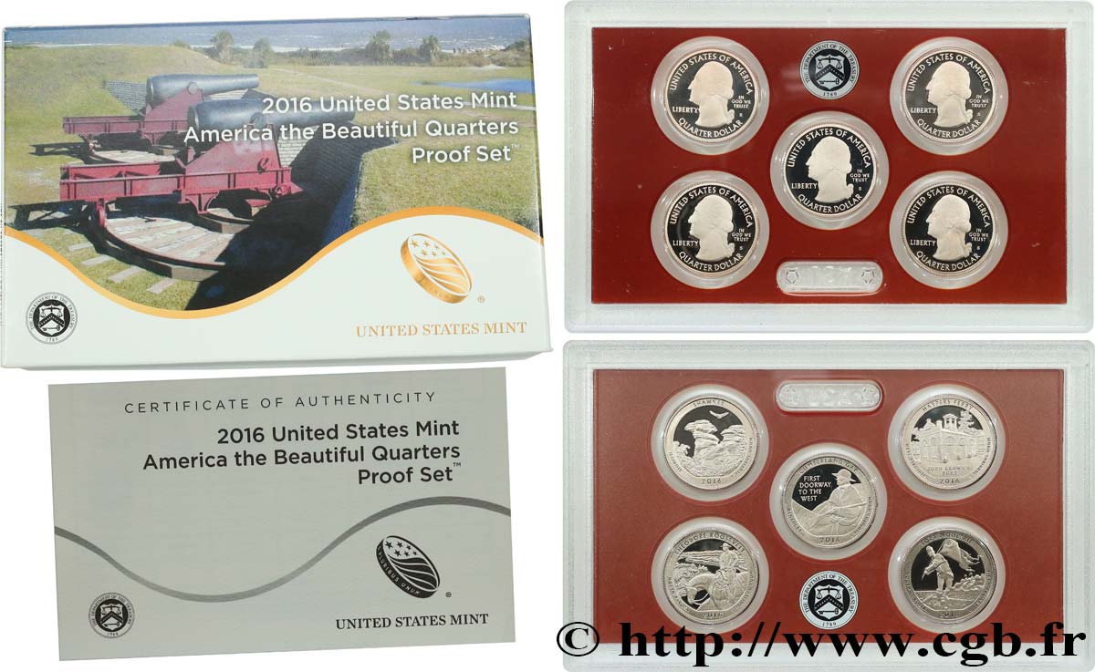 UNITED STATES OF AMERICA AMERICAN THE BEAUTIFUL - QUARTERS PROOF SET - 5 monnaies 2016 S- San Francisco MS 
