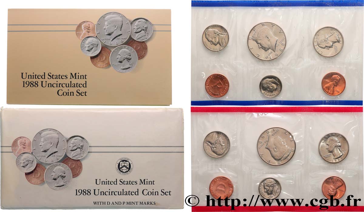 ÉTATS-UNIS D AMÉRIQUE Série 13 monnaies - Uncirculated  Coin 1988  FDC 