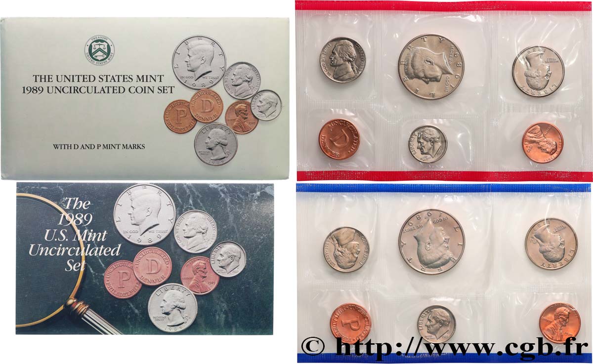 STATI UNITI D AMERICA Série 13 monnaies - Uncirculated  Coin 1989  FDC 