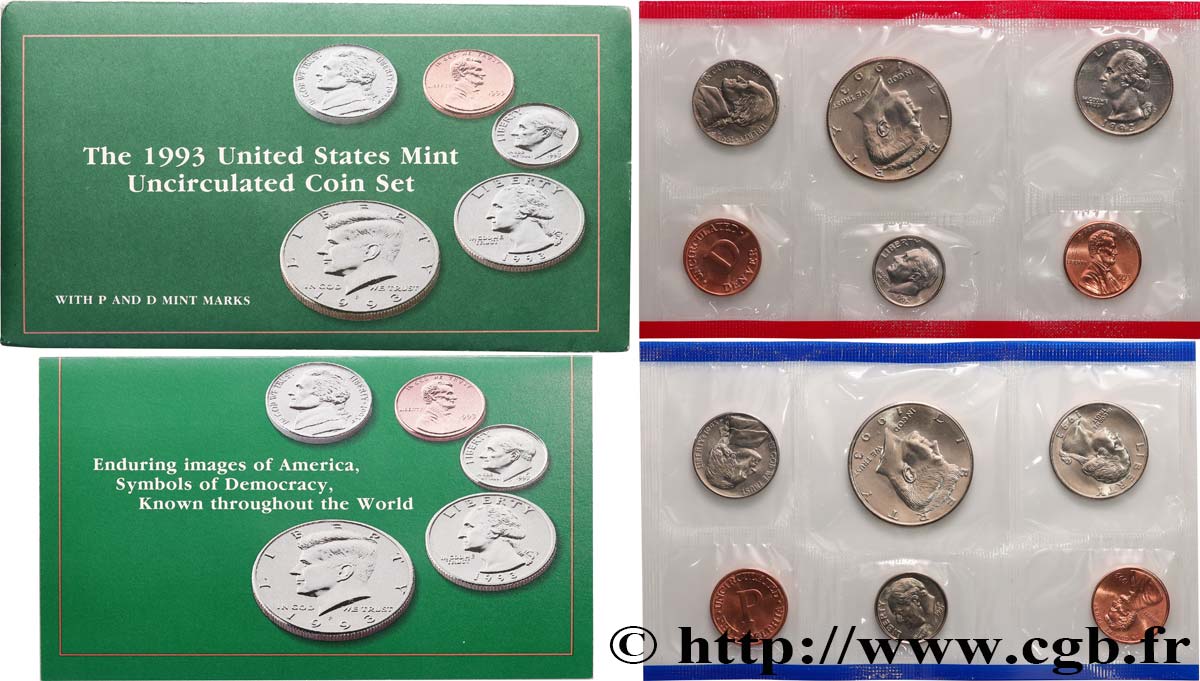 STATI UNITI D AMERICA Série 12 monnaies - Uncirculated  Coin 1993  FDC 