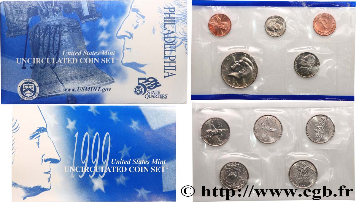 STATI UNITI D AMERICA Série 10 monnaies - Uncirculated  Coin 1999  FDC 