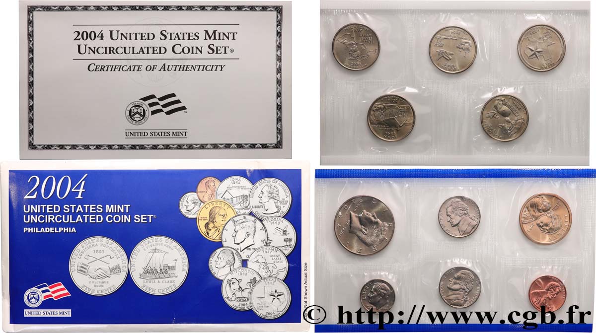 STATI UNITI D AMERICA Série 11 monnaies - Uncirculated Coin set 2004 Philadelphie FDC 