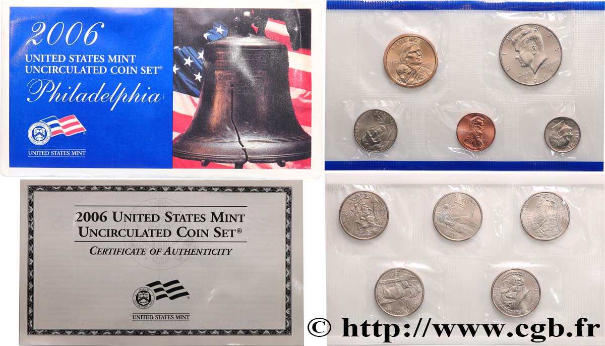 STATI UNITI D AMERICA Série 10 monnaies - Uncirculated Coin set 2006 Philadelphie FDC 