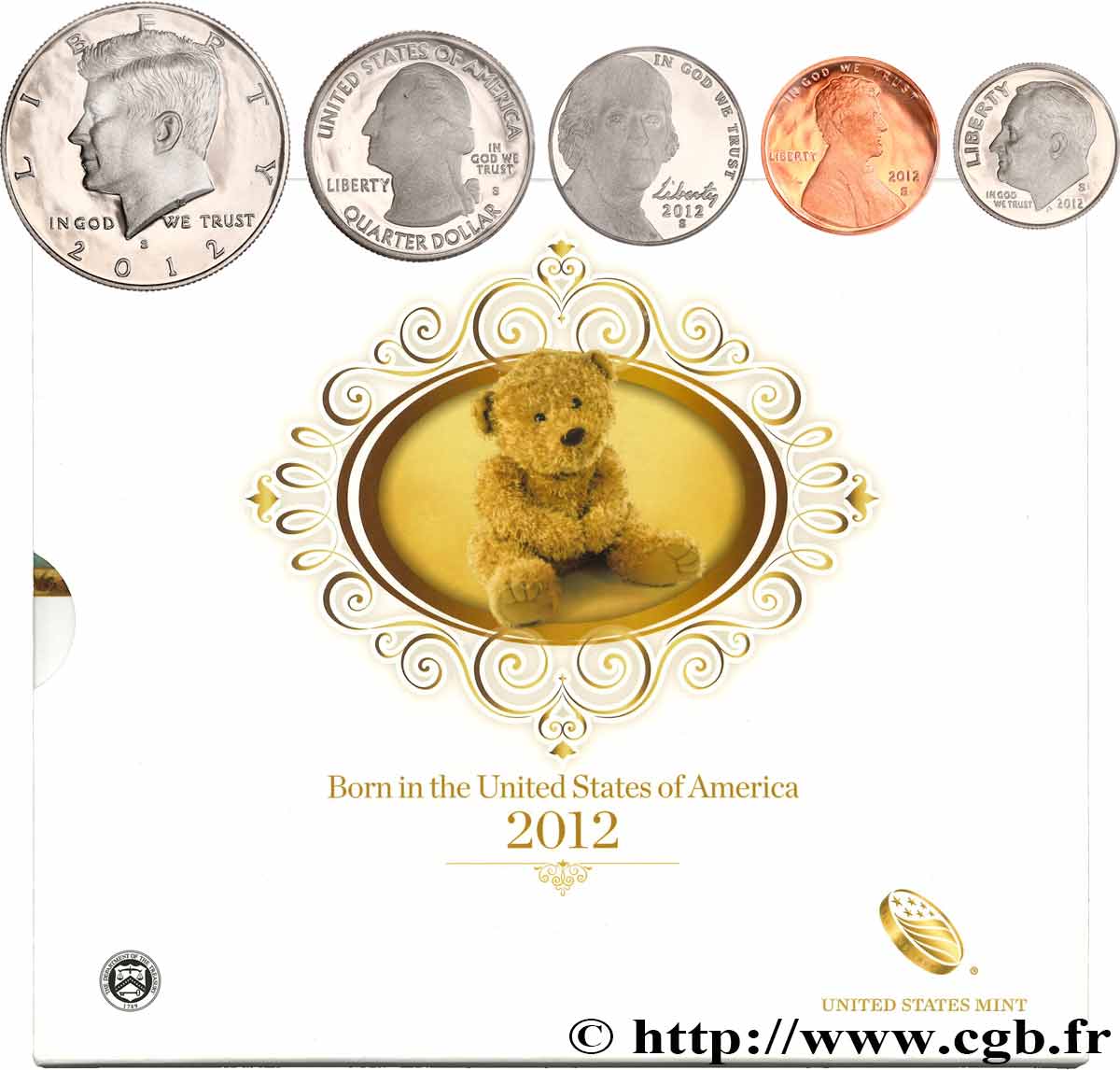 STATI UNITI D AMERICA BORN IN THE USA COIN SET - PROOF - 5 monnaies 2012 S- San Francisco FDC 