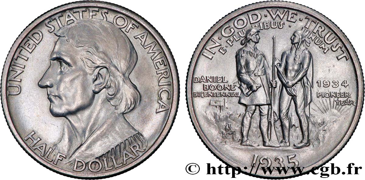 ESTADOS UNIDOS DE AMÉRICA 1/2 Dollar, Daniel Boone 1935 Philadelphie EBC 