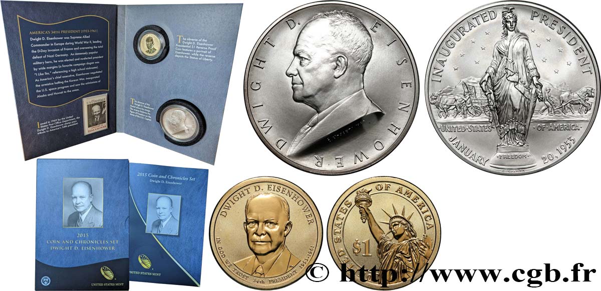 STATI UNITI D AMERICA COIN AND CHRONICLES SET - DWIGHT D. EISENHOWER 2015  FDC 