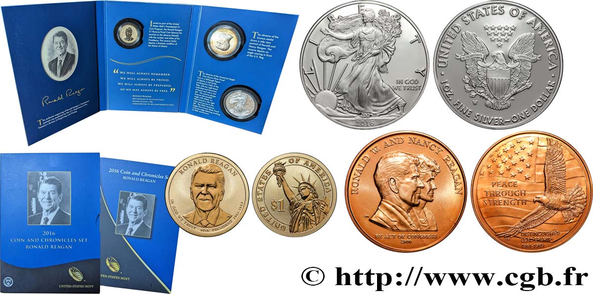 UNITED STATES OF AMERICA COIN AND CHRONICLES SET - RONALD REAGAN 2016  MS 