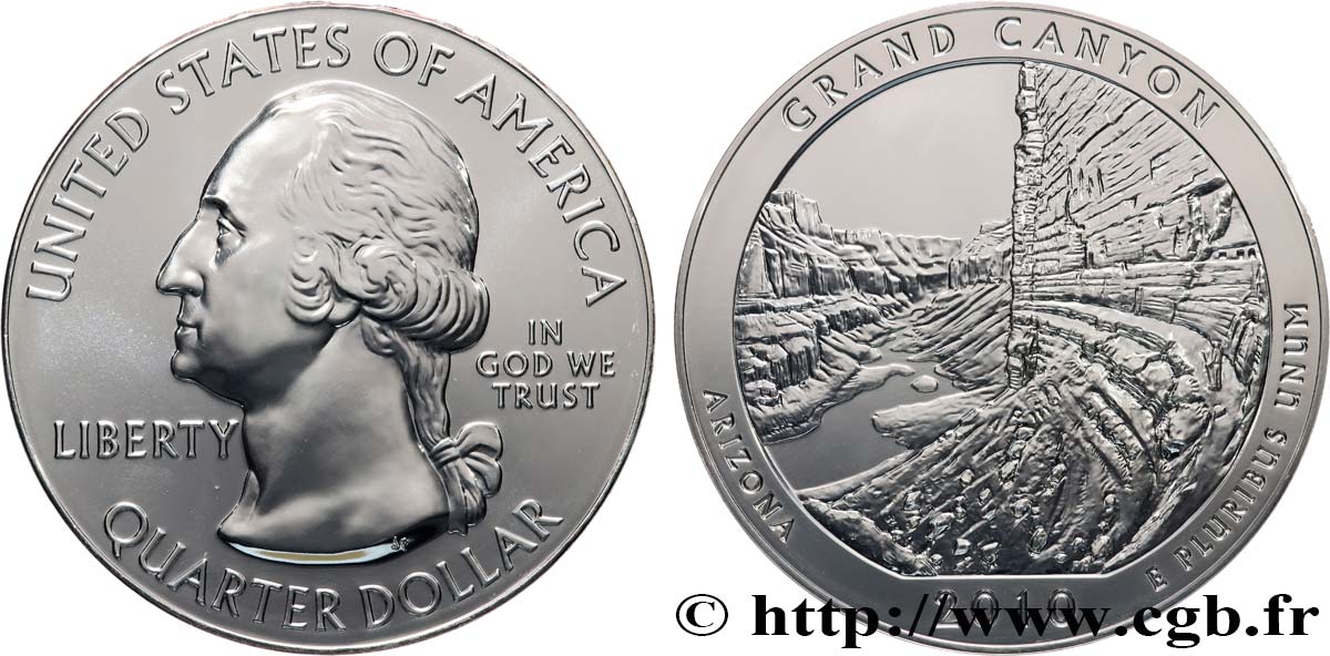 STATI UNITI D AMERICA 25 cent - 5 onces d’argent FDC - GRAND CANYON - Arizona 2010  FDC 