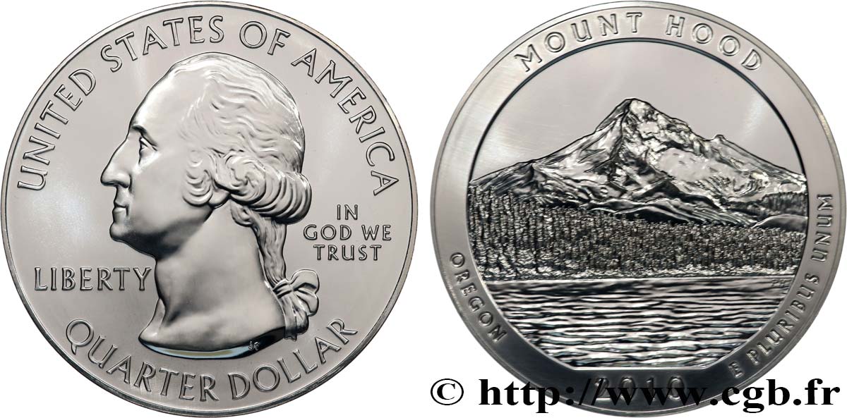 STATI UNITI D AMERICA 25 cent - 5 onces d’argent FDC - MOUNT HOOD - Oregon 2010  MS 