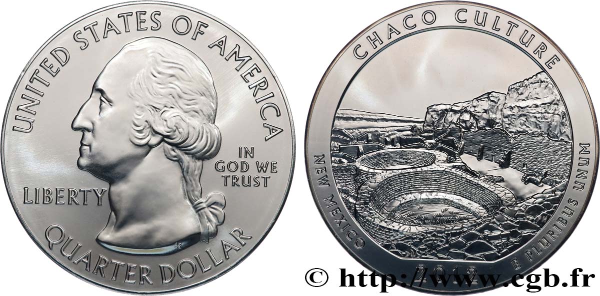 STATI UNITI D AMERICA 25 cent - 5 onces d’argent FDC - CHACO CULTURE - NEW MEXICO 2012  MS 