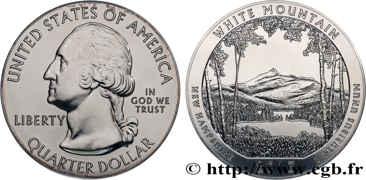 UNITED STATES OF AMERICA 25 cent - 5 onces d’argent FDC - WHITE MOUNTAIN - New Hampshire 2013  MS 