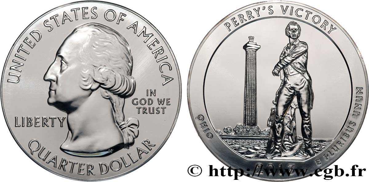 ÉTATS-UNIS D AMÉRIQUE 25 cent - 5 onces d’argent FDC - PERRY’S VICTORY - Ohio 2013  SPL 