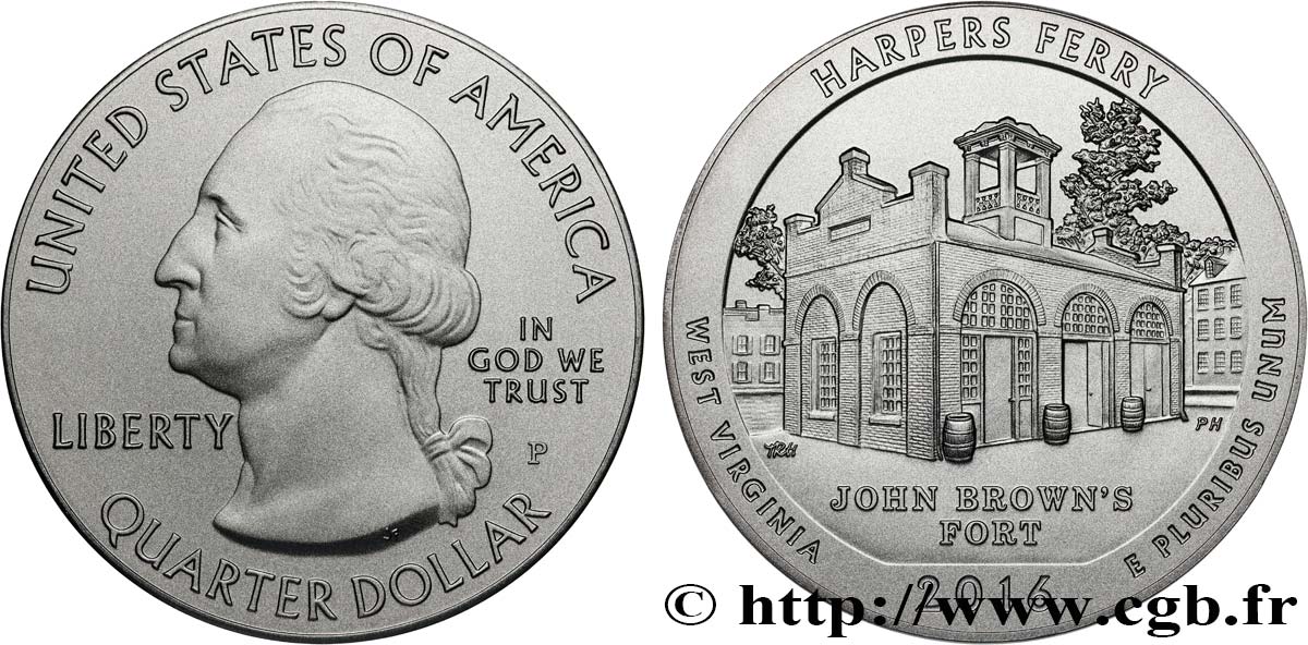 UNITED STATES OF AMERICA 25 cent - 5 onces d’argent FDC - HARPERS FERRY - West Virginia 2016  MS 