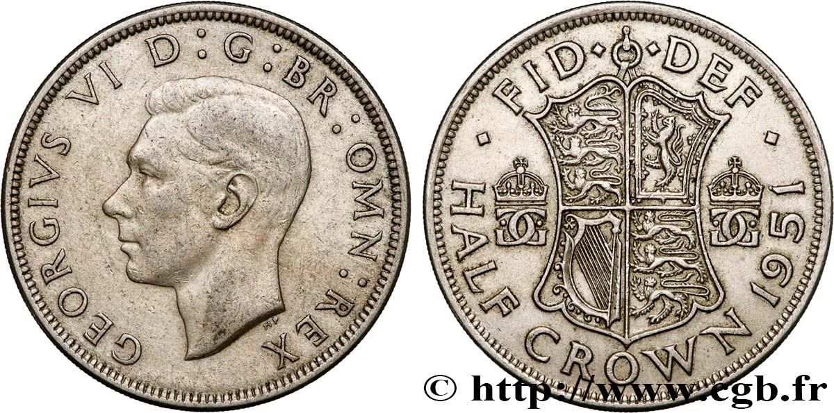 ROYAUME-UNI 1/2 Crown Georges VI 1951  TTB 