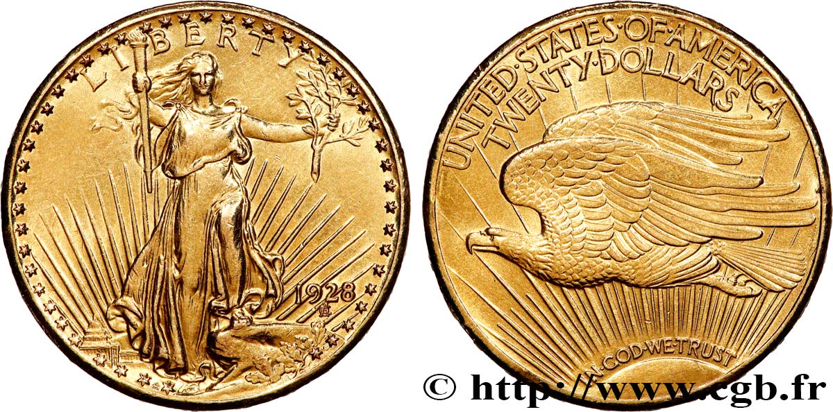 INVESTMENT GOLD 20 Dollars  Saint-Gaudens” 1928 Philadelphie fVZ 