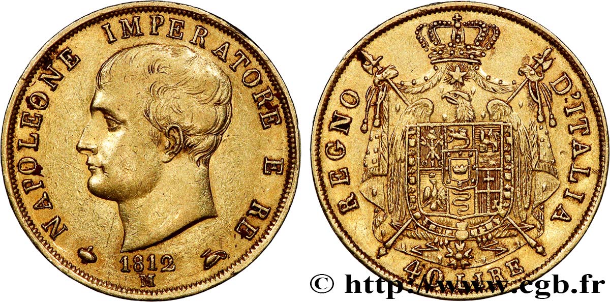 INVESTMENT GOLD 40 Lire 1812 Milan XF/AU 