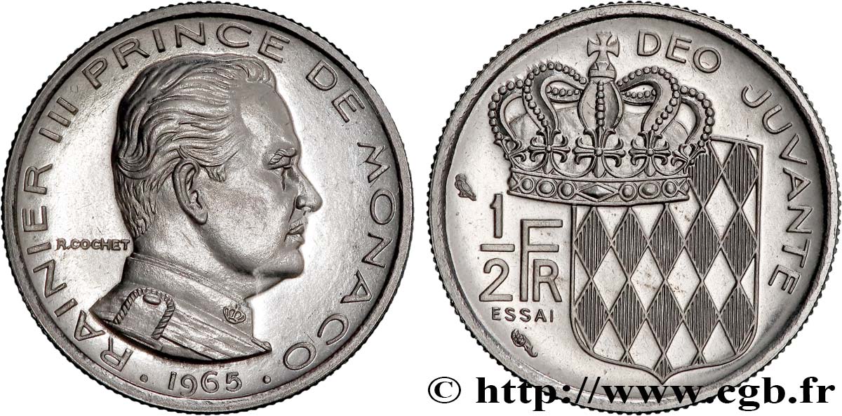 MONACO Essai de 1/2 Franc Rainier III 1965 Paris MS 