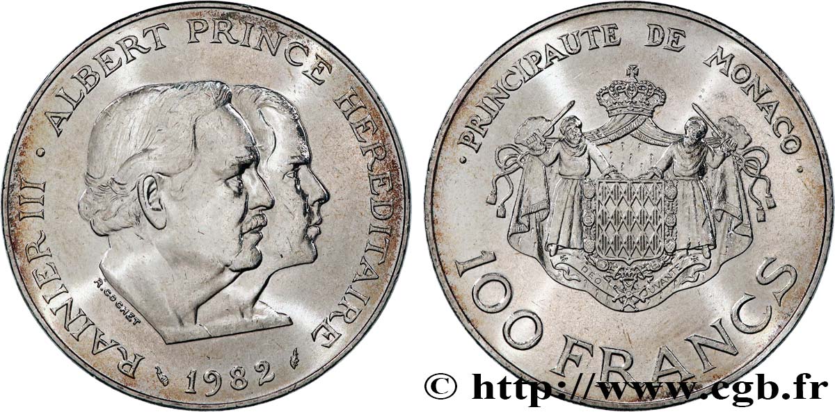 MONACO 100 Francs Rainier III et Albert 1982 Paris SUP 