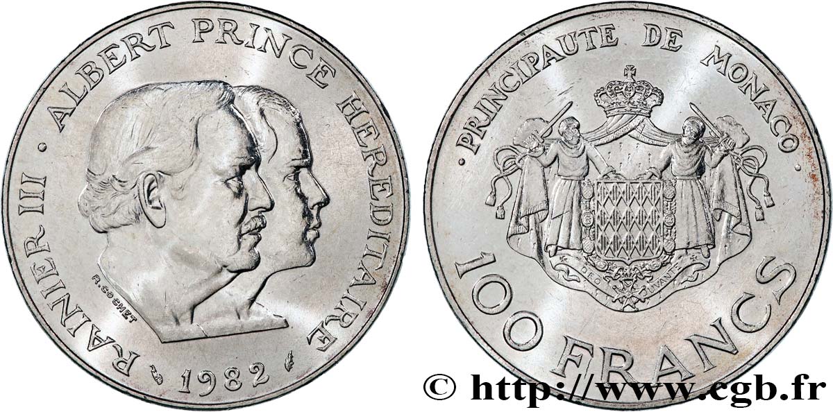 MONACO 100 Francs Rainier III et Albert 1982 Paris SPL 