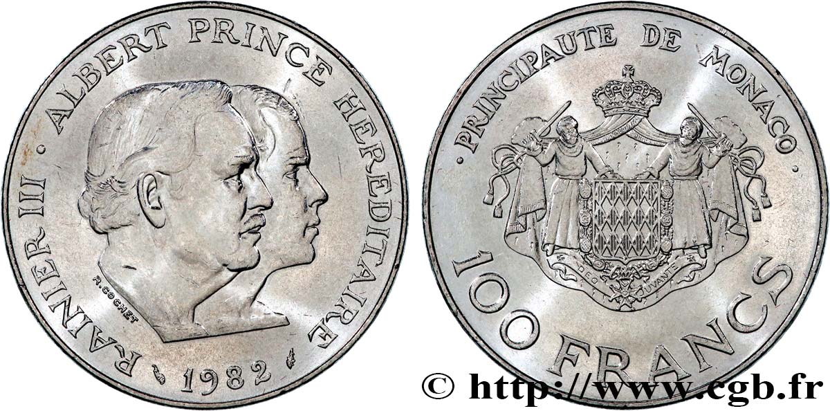 MONACO 100 Francs Rainier III et Albert 1982 Paris MS 