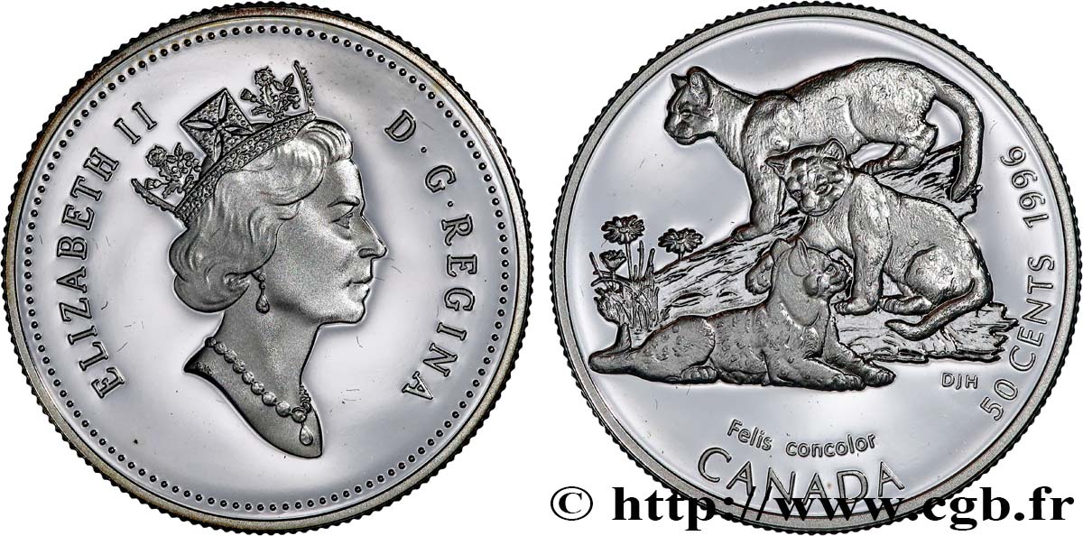 CANADA 50 Cents Proof Chatons du cougar 1996  MS 