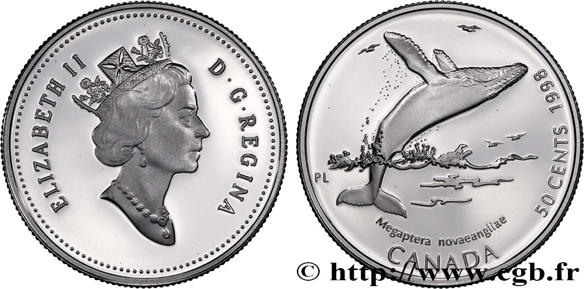 CANADA 50 Cents Proof Baleine à bosse 1998  MS 