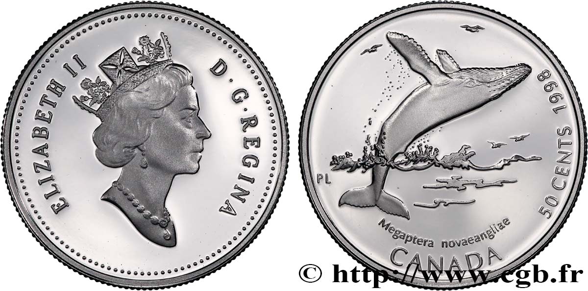 CANADá
 50 Cents Proof Baleine à bosse 1998  FDC 