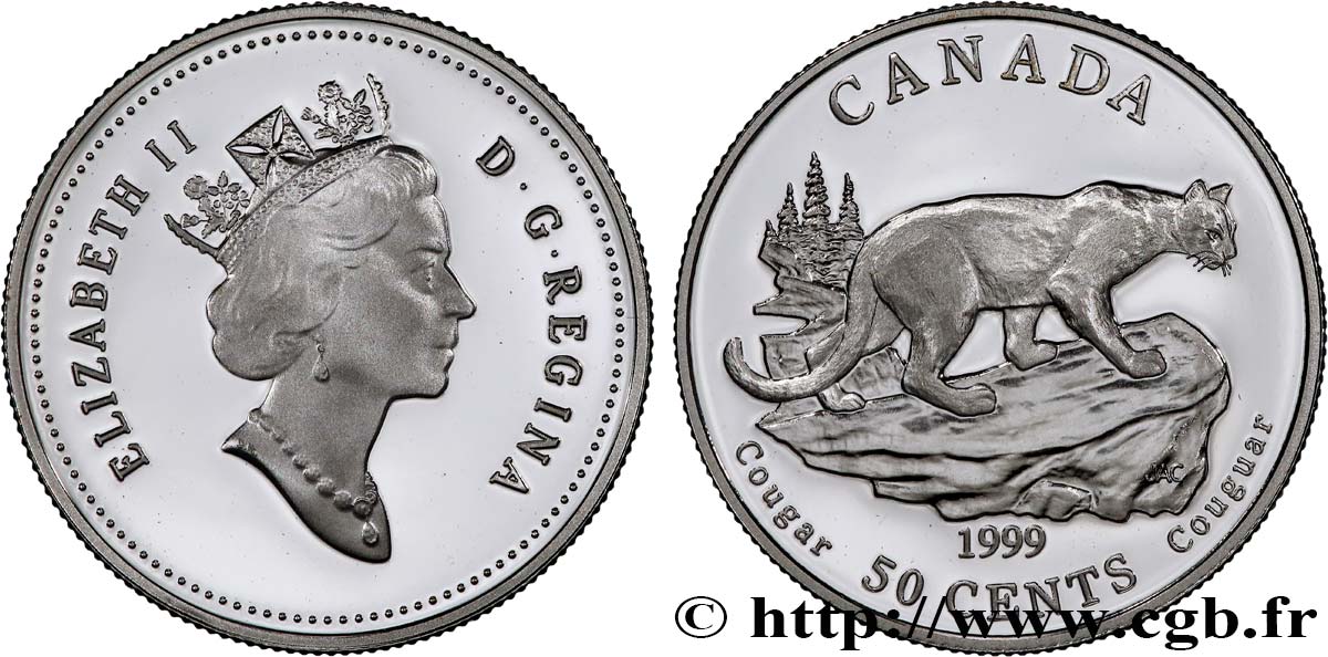 CANADá
 50 Cents Proof Cougar 1999  FDC 