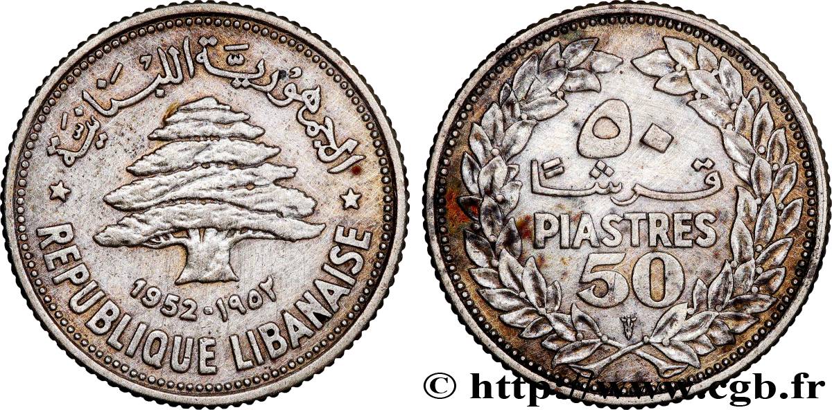 LIBANO 50 piastres Cèdre du Liban 1952 Utrecht MBC+ 